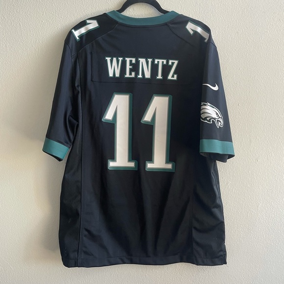 Black/Green Carson Wentz Nike Eagles Jersey - Picture 1 of 3